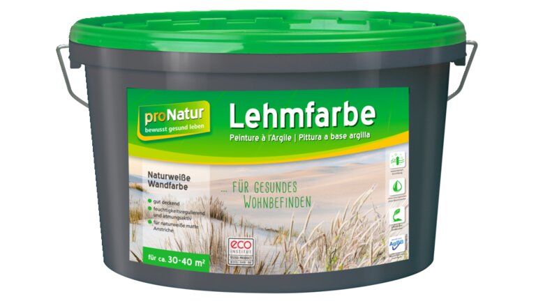 proNatur Lehmfarbe, naturweiße Wandfarbe, Eimer für 30–40 m².
